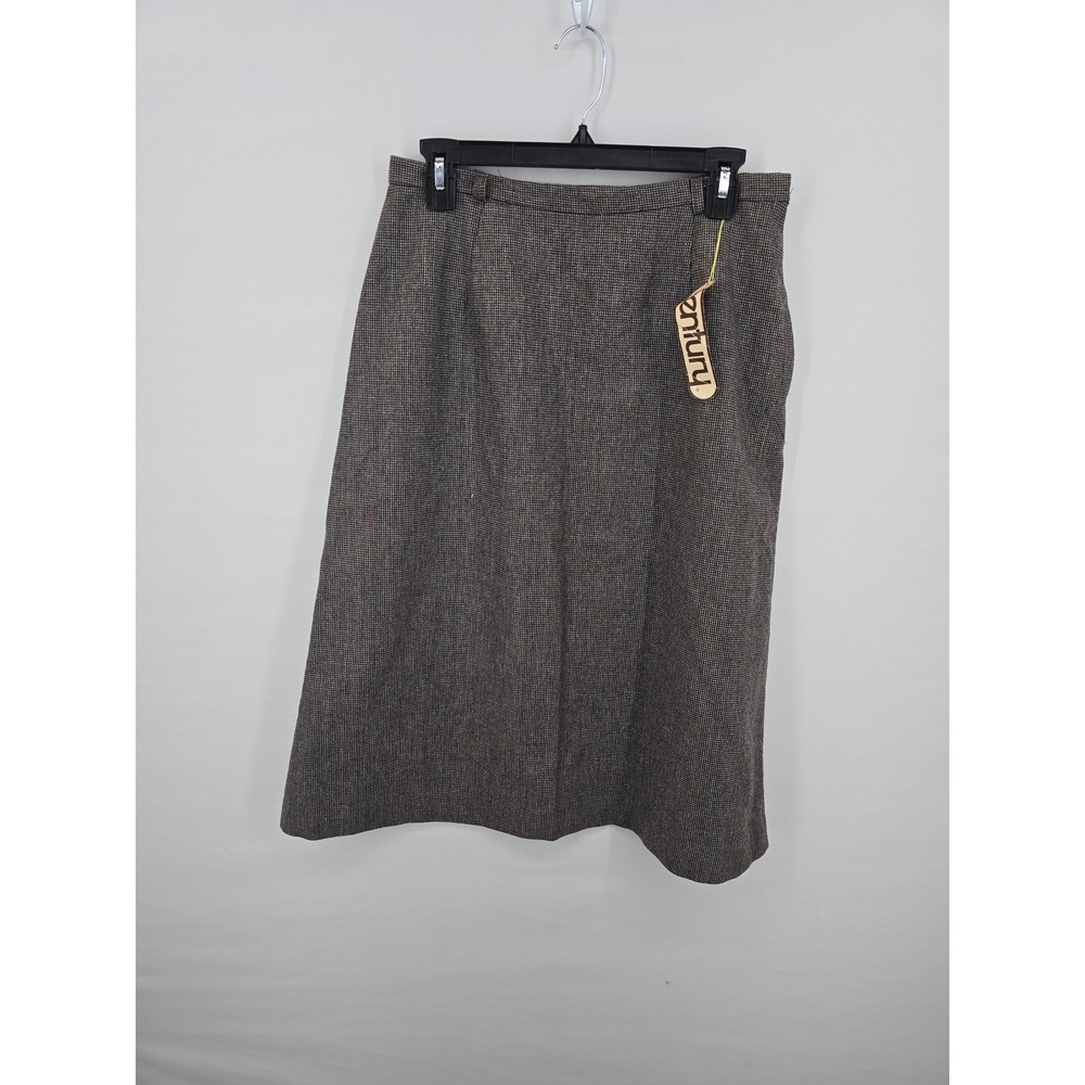 Vintage Century of Boston Wool Blend Houndstooth A-Line Skirt Brown Size 14‎ NWT